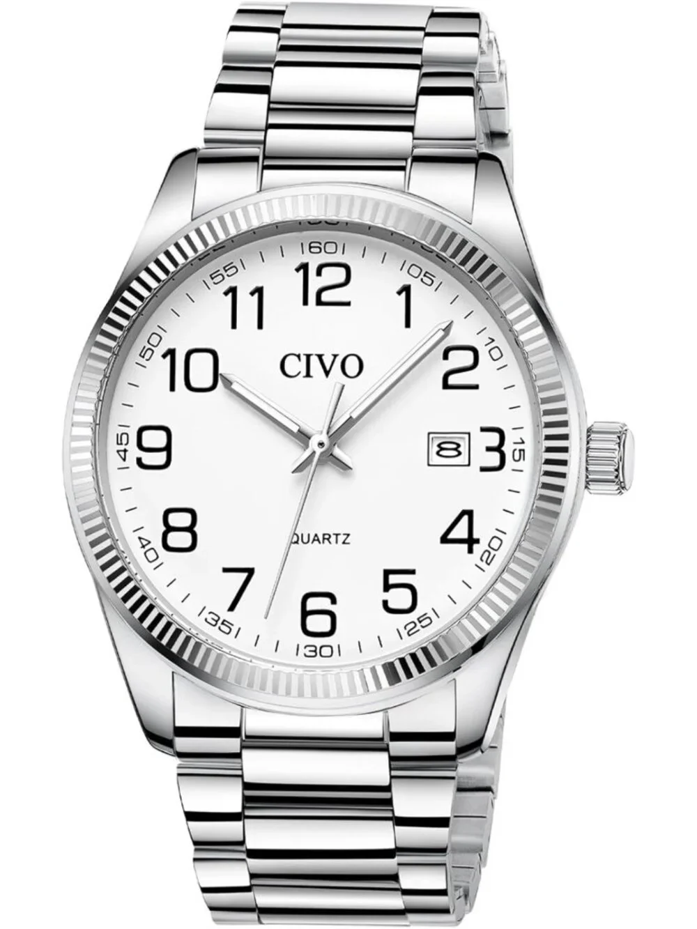 Stylish Silver Analog Watch for Men - Stainless Steel Dress Wrist Watch with